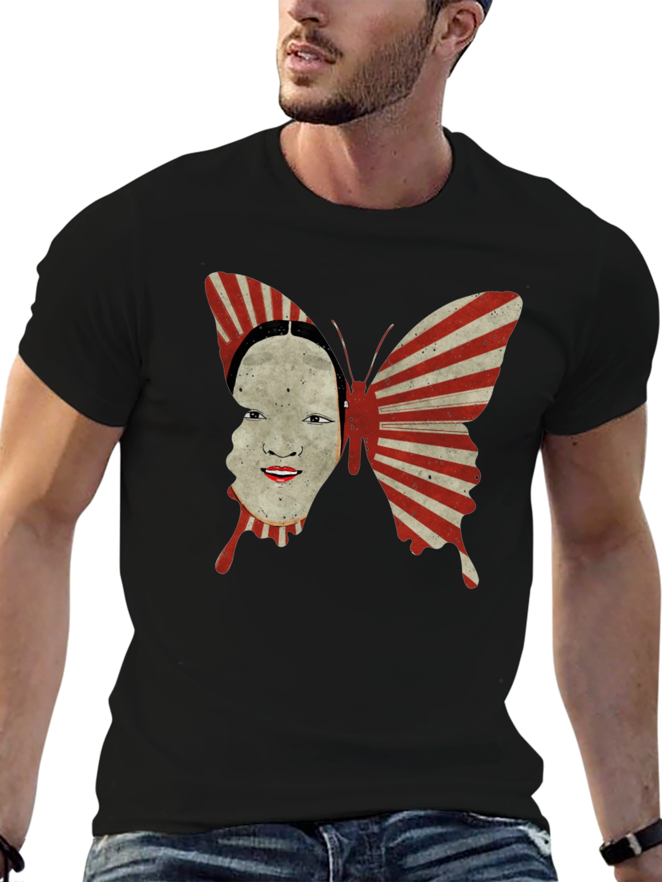 Butterfly Face Graphic Tee - Unique Design