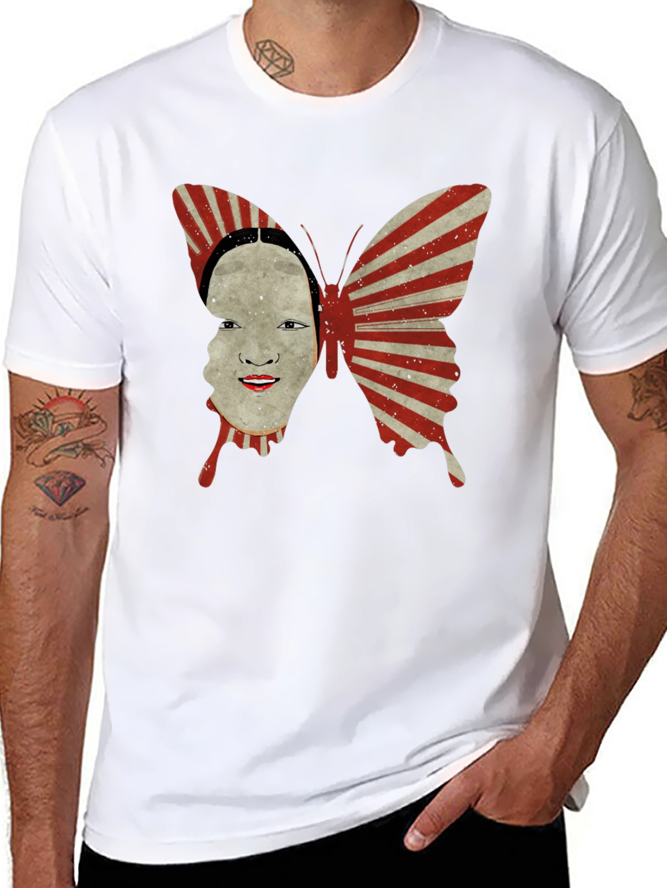 Butterfly Face Graphic Tee - Unique Design