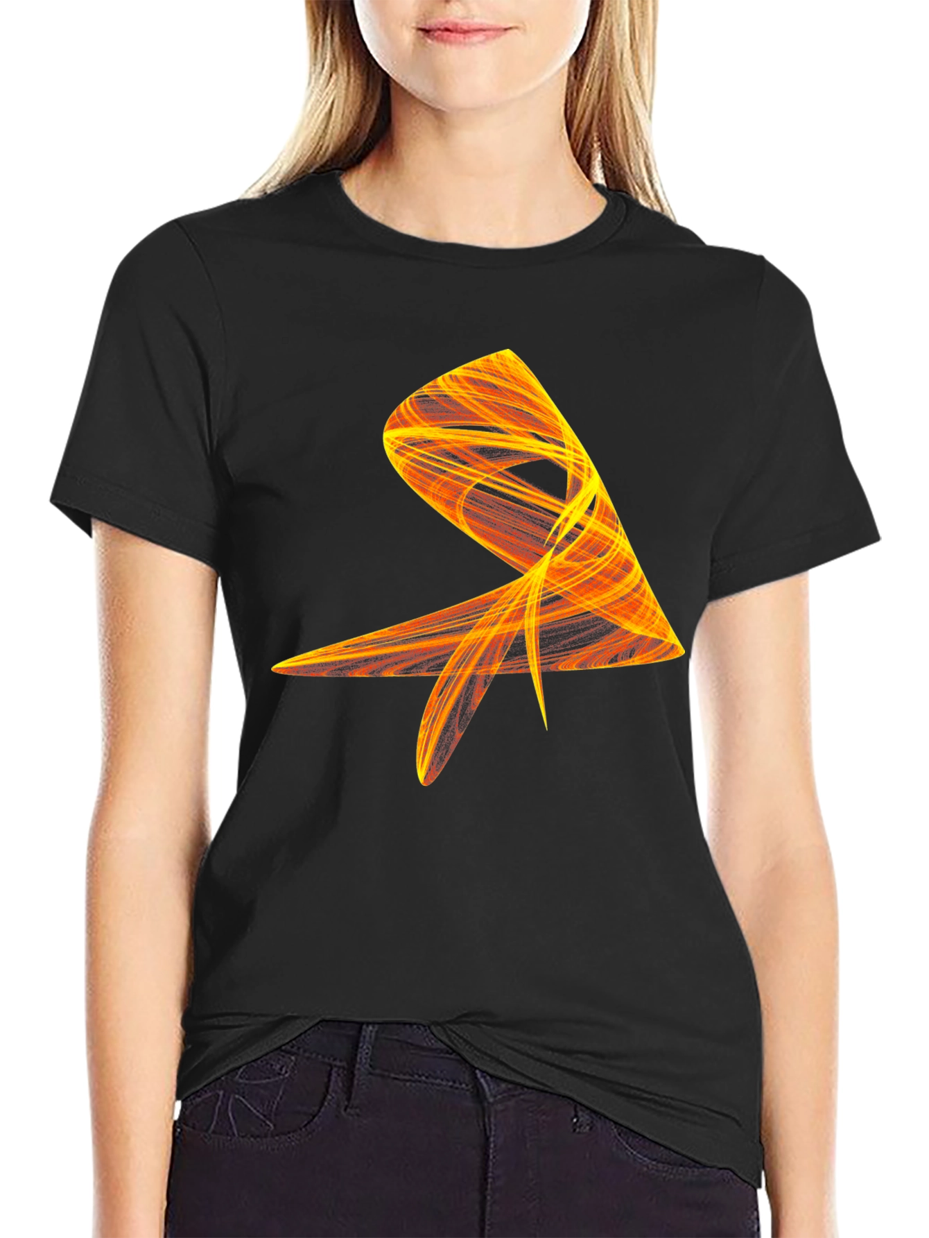 Abstract Flame Graphic Black Tee - Modern Art Shirt