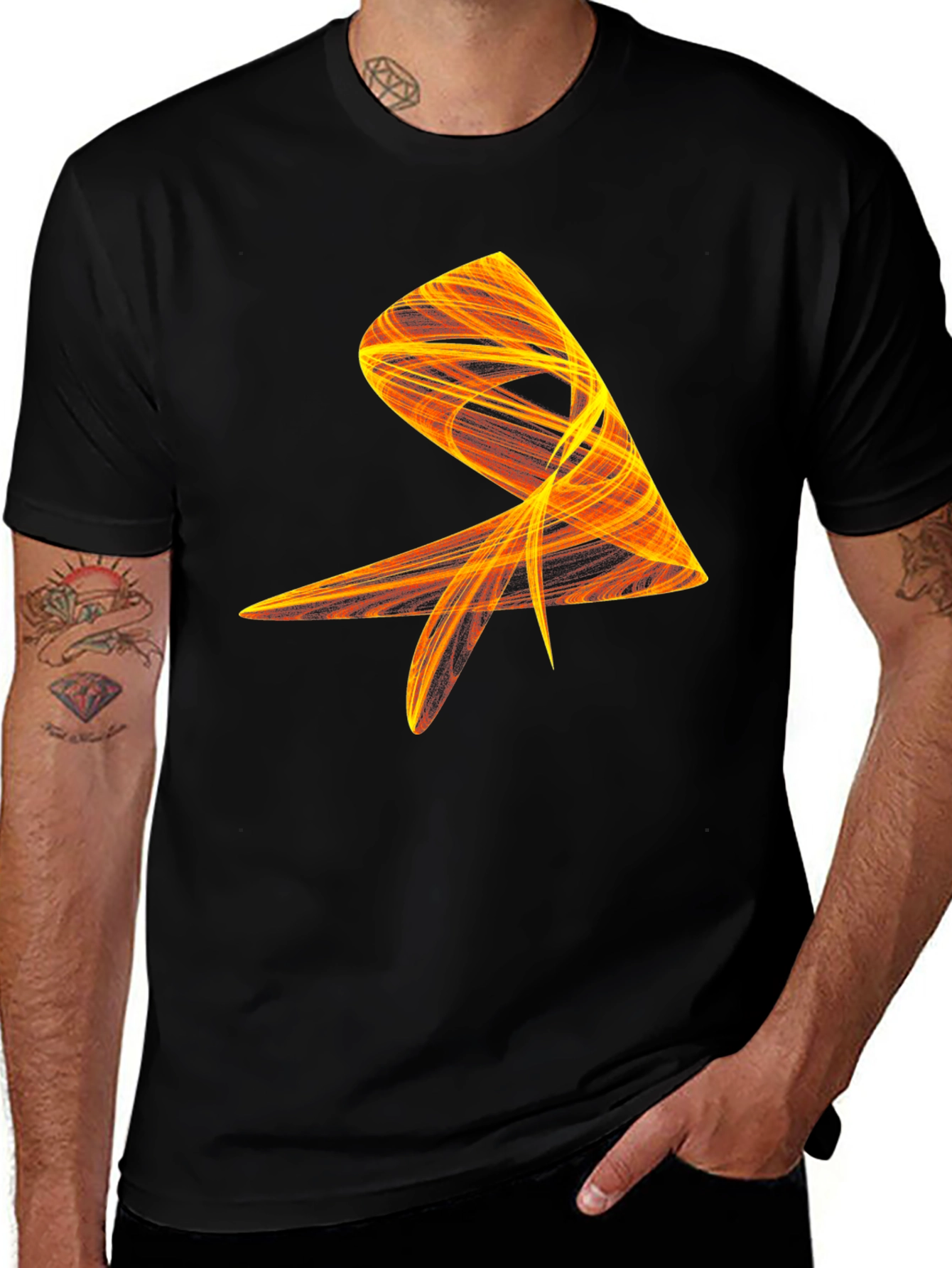 Abstract Flame Graphic Black Tee - Modern Art Shirt