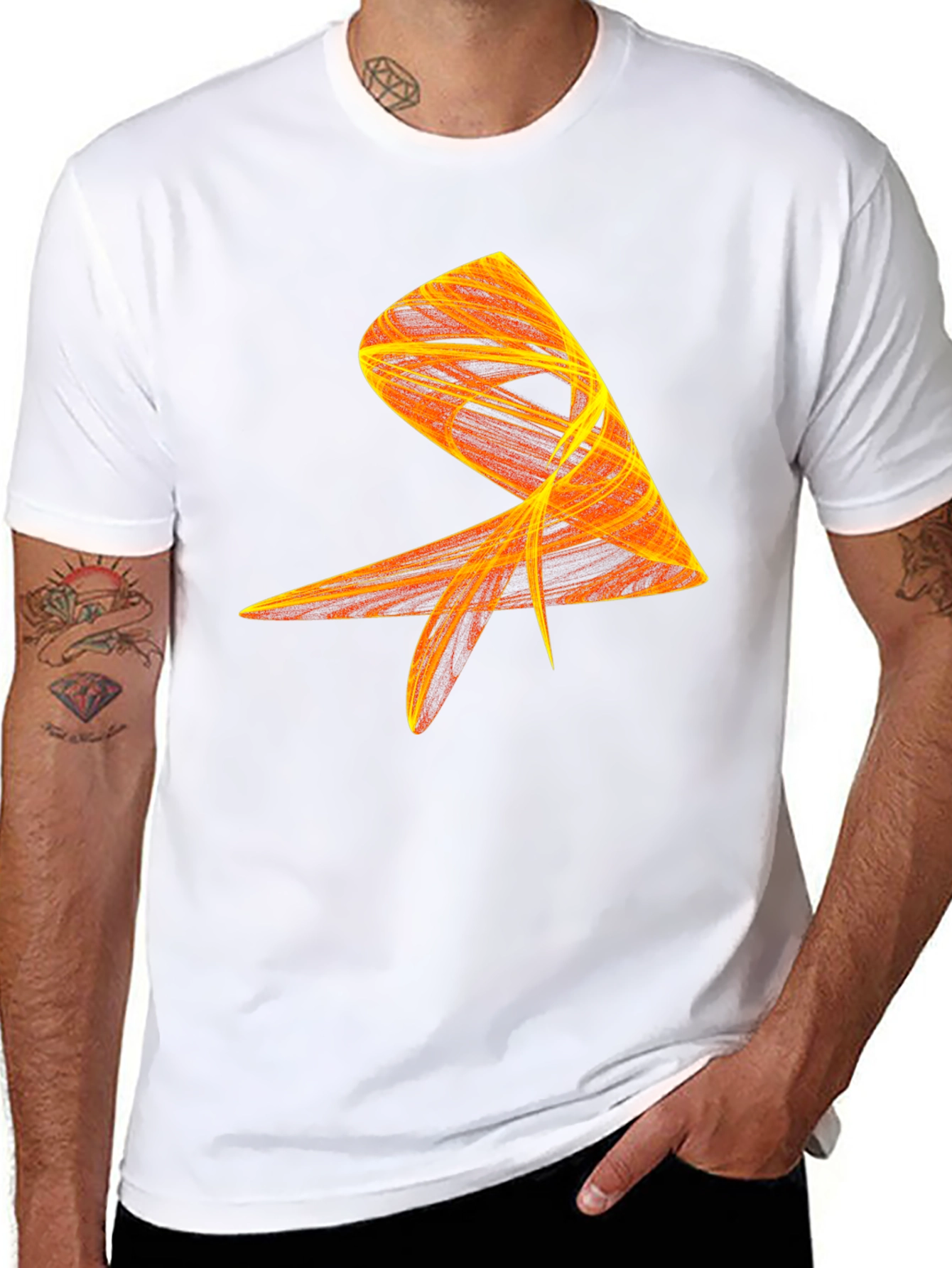 Abstract Flame Graphic Black Tee - Modern Art Shirt