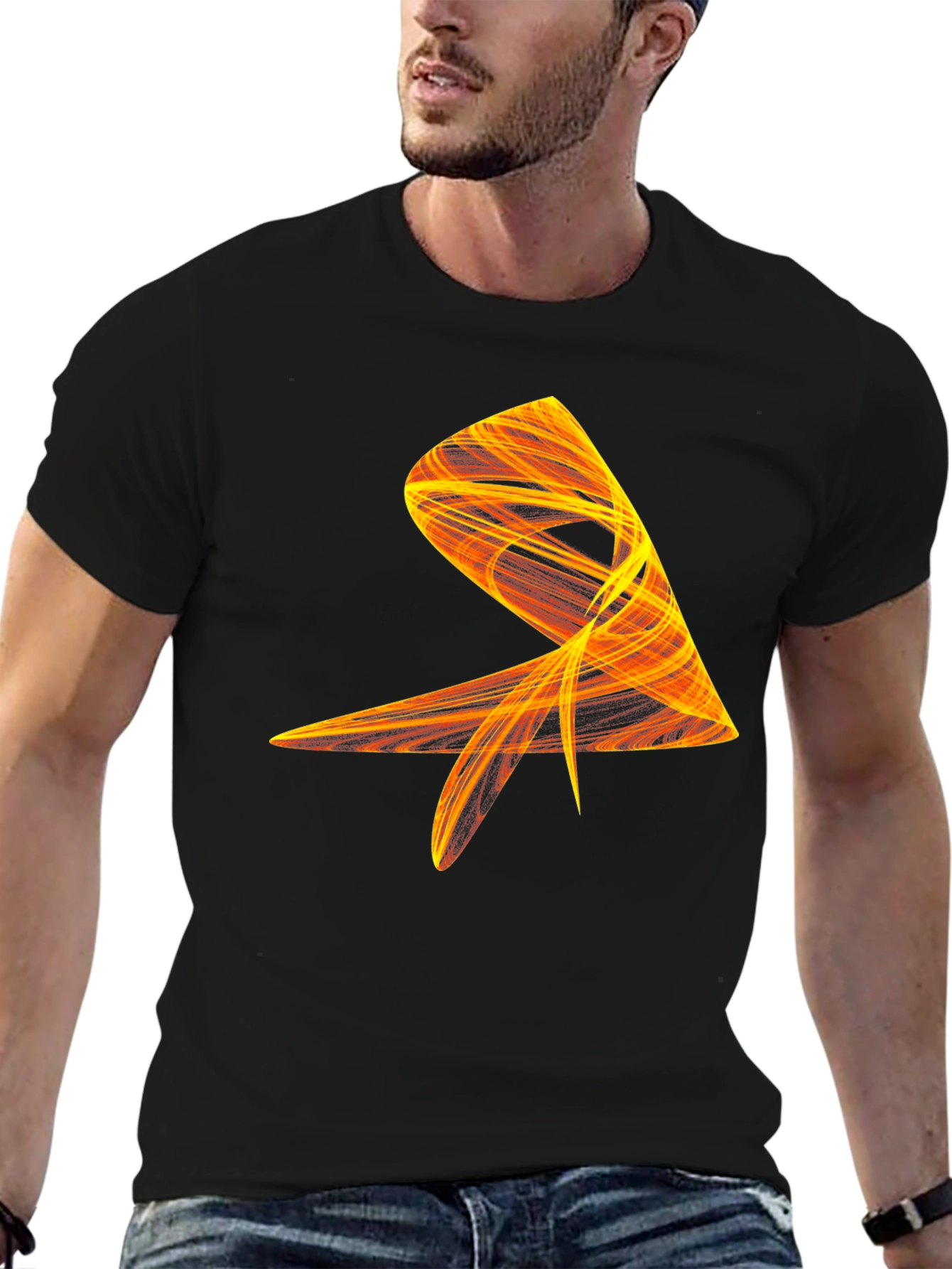 Abstract Flame Graphic Black Tee - Modern Art Shirt