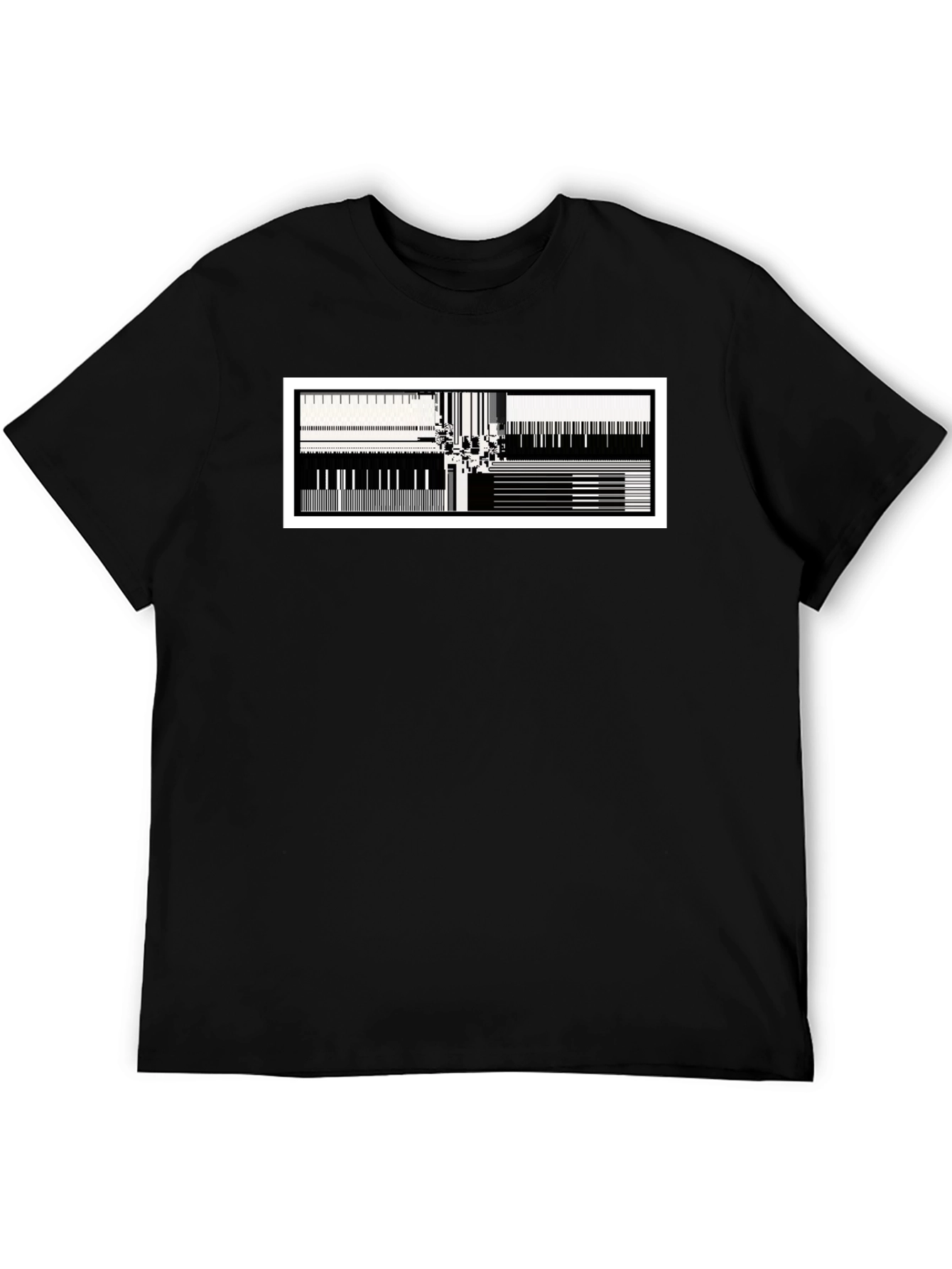 Abstract Music T-Shirt - Black Cotton Blend Modern Design