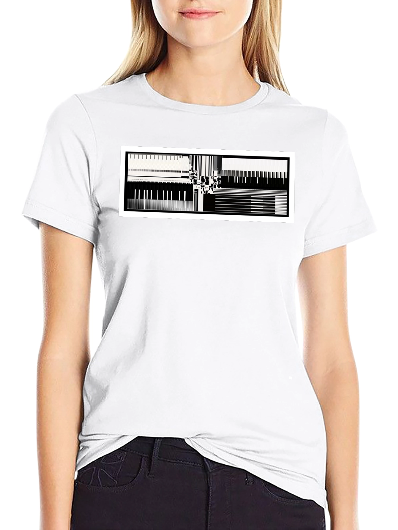 Abstract Music T-Shirt - Black Cotton Blend Modern Design