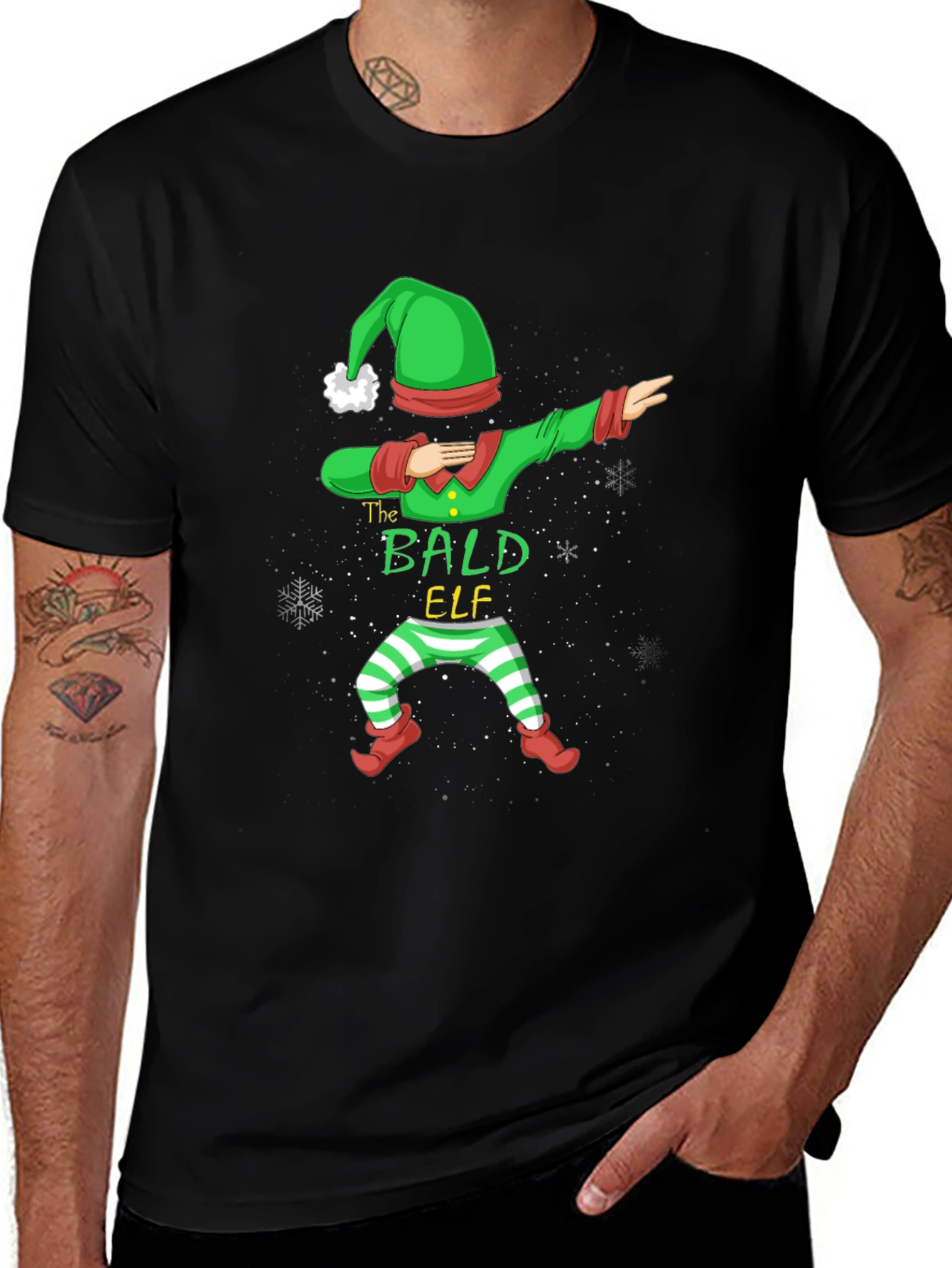 The Bald Elf Dab T-Shirt - Holiday Festive Tee