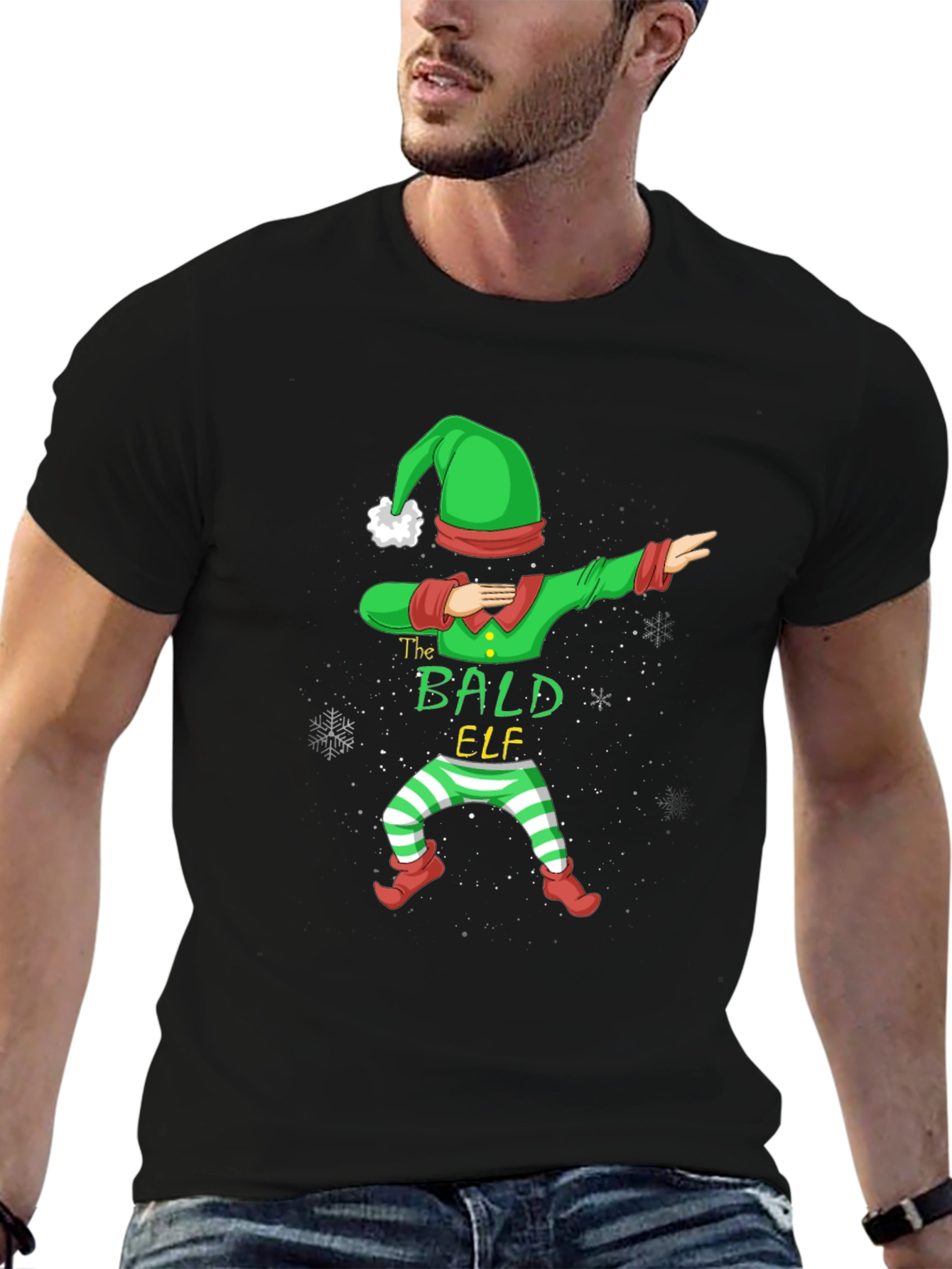 The Bald Elf Dab T-Shirt - Holiday Festive Tee