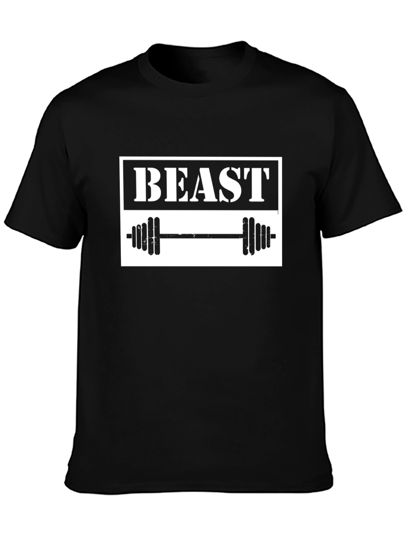 Beast Mode Black T-Shirt with Barbell Graphic