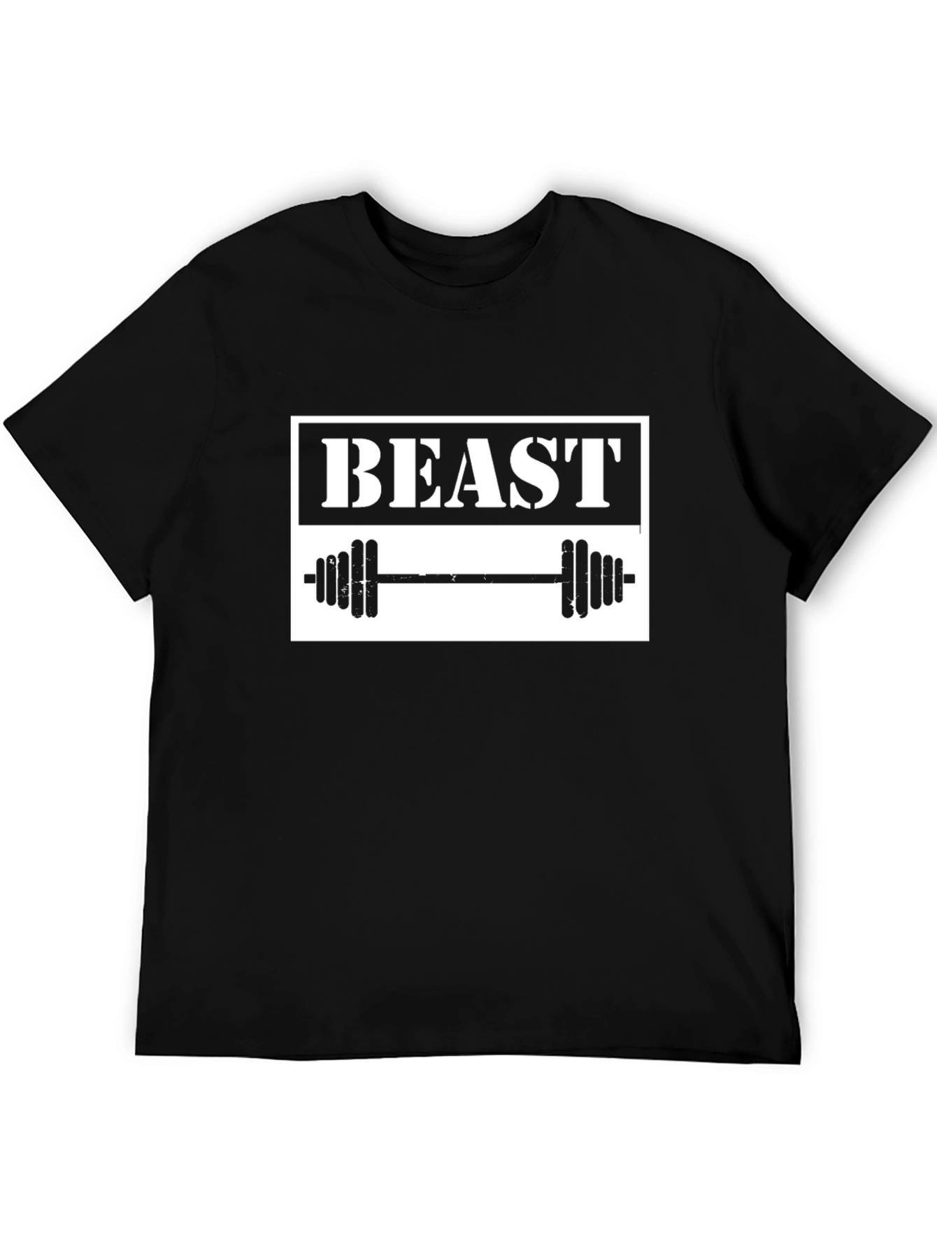 Beast Mode Black T-Shirt with Barbell Graphic
