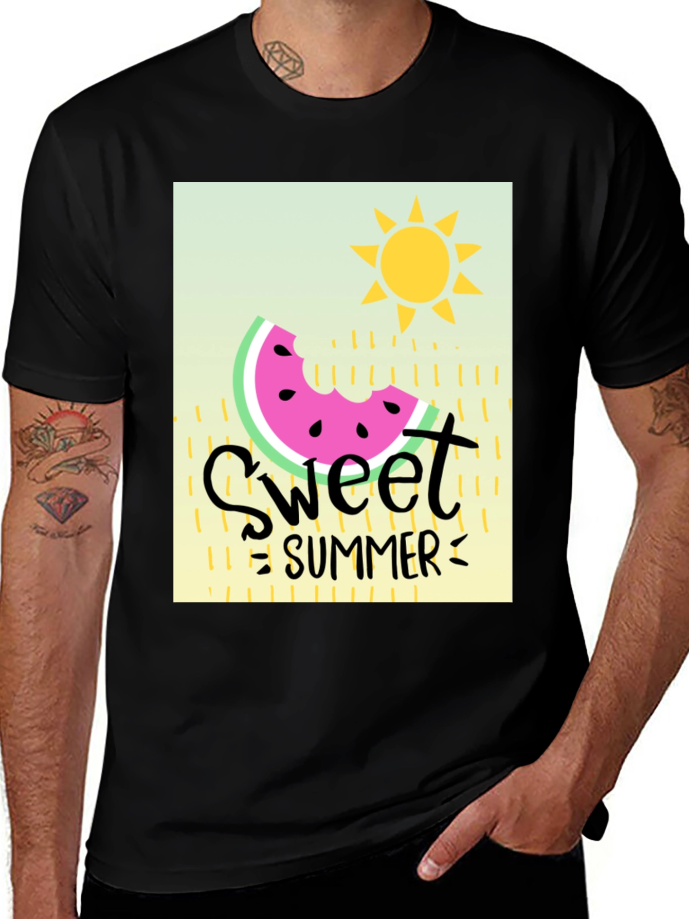 Sweet Summer Graphic Tee - Black Cotton T-Shirt