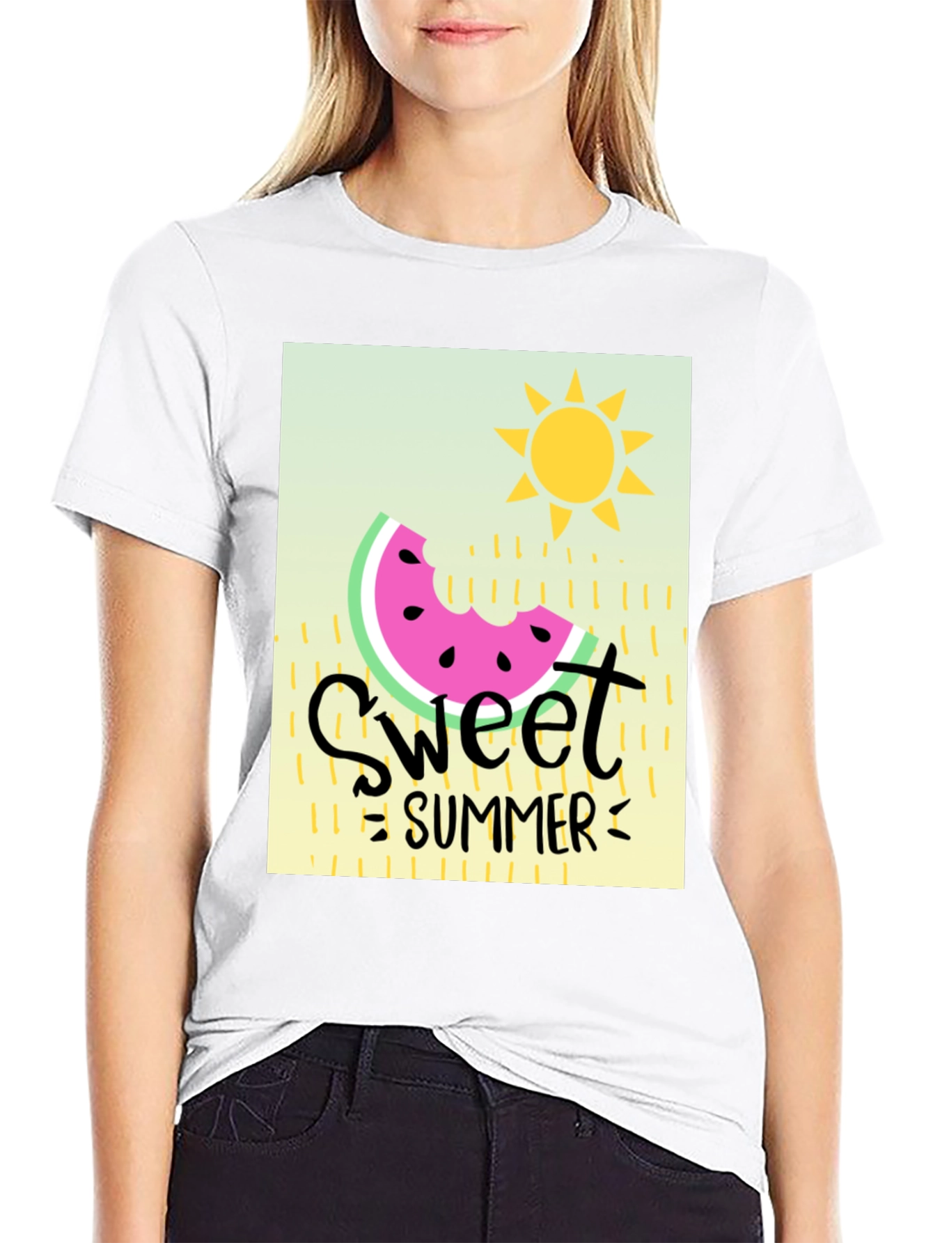 Sweet Summer Graphic Tee - Black Cotton T-Shirt