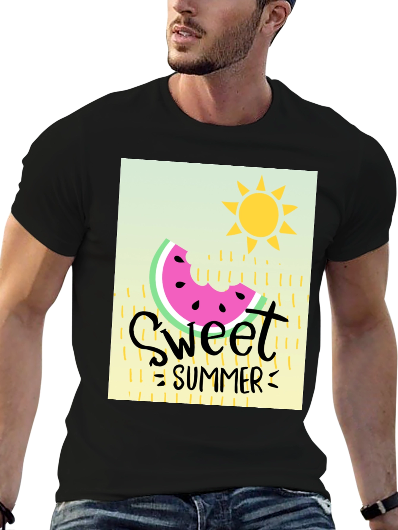 Sweet Summer Graphic Tee - Black Cotton T-Shirt