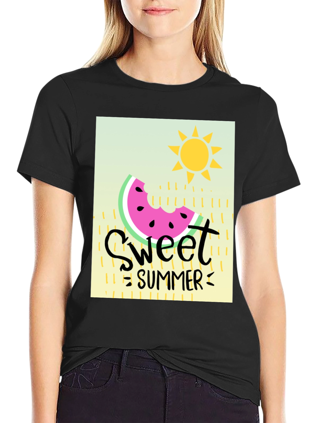 Sweet Summer Graphic Tee - Black Cotton T-Shirt