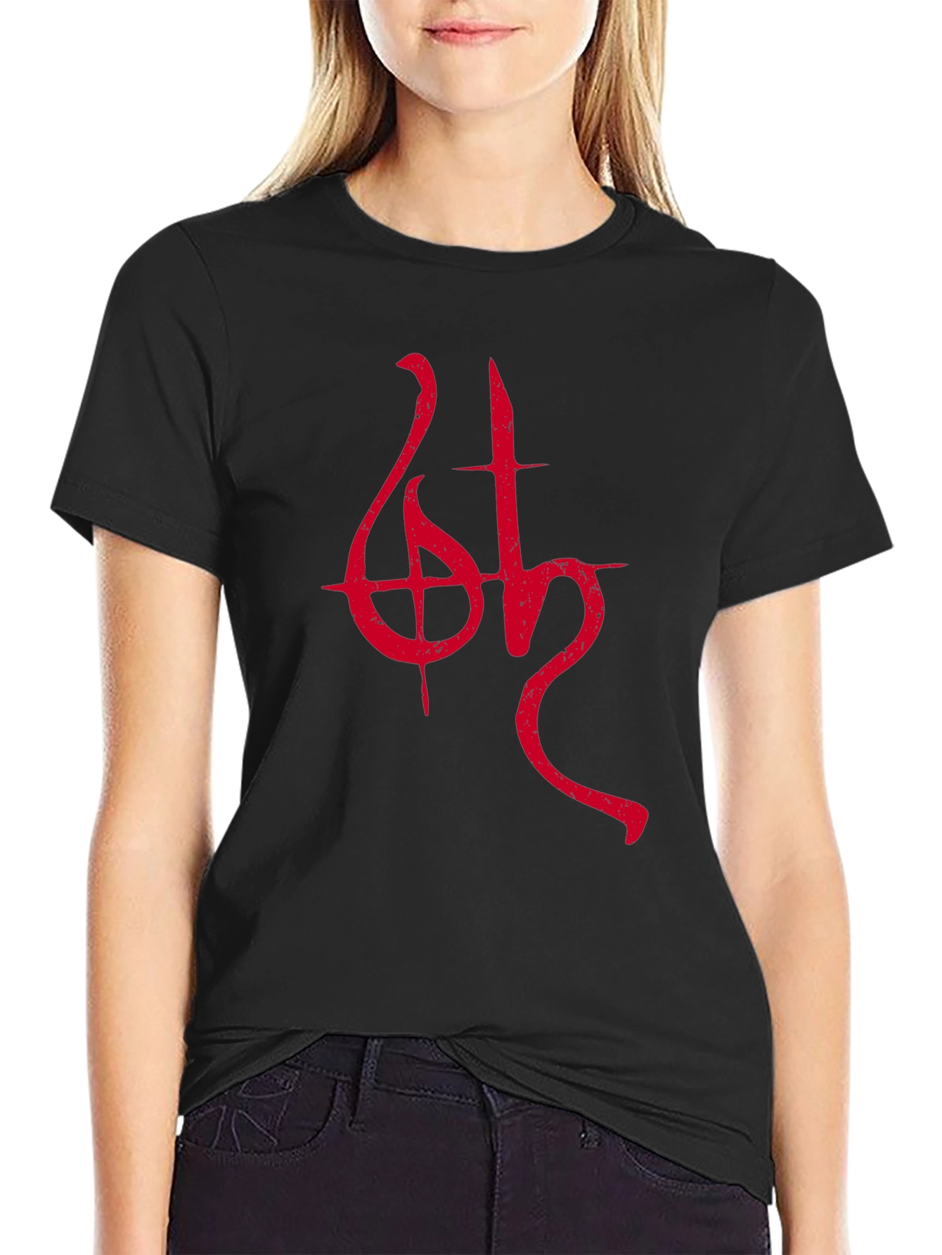 Black T-Shirt with Red Occult Symbol