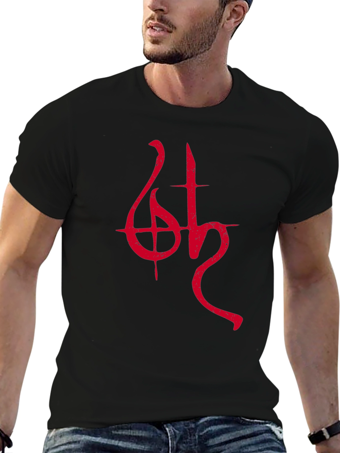 Black T-Shirt with Red Occult Symbol