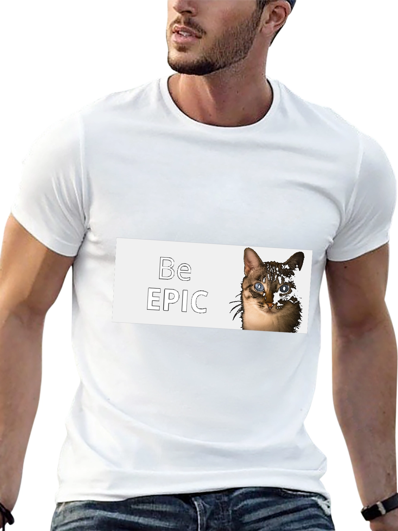 Be Epic Cat Graphic Black T-Shirt