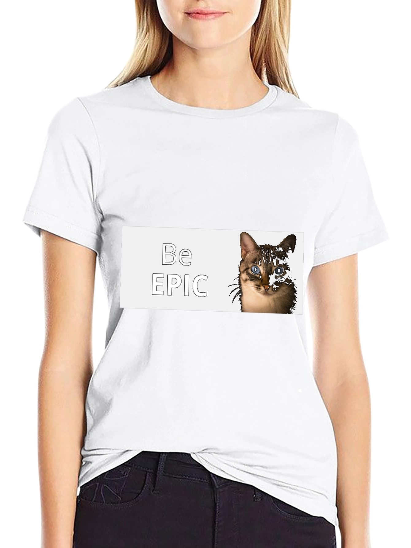 Be Epic Cat Graphic Black T-Shirt