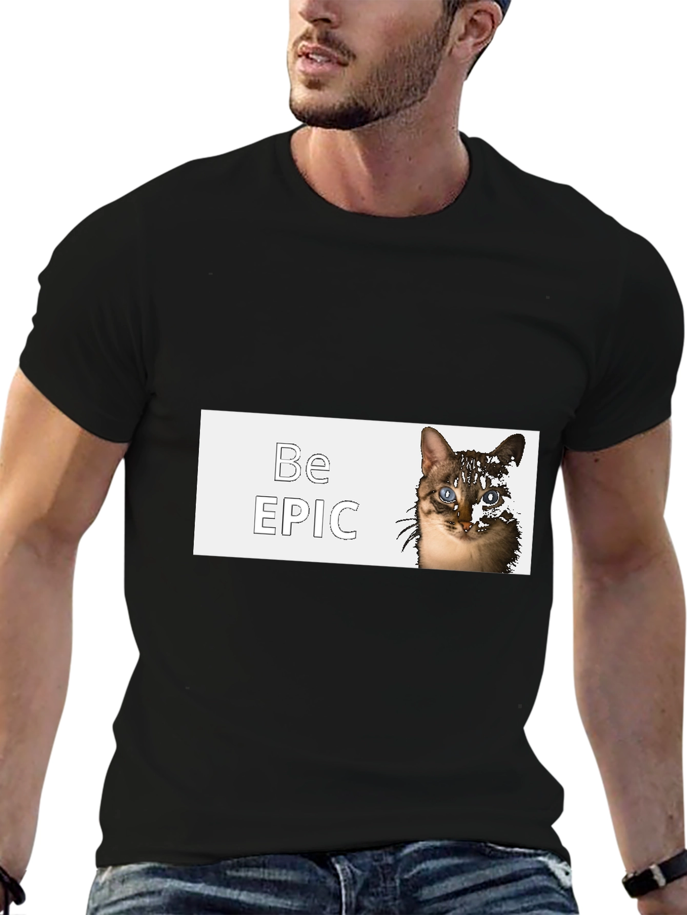 Be Epic Cat Graphic Black T-Shirt