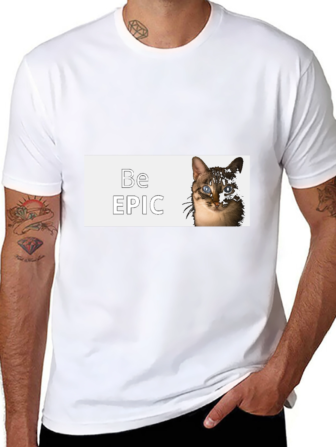 Be Epic Cat Graphic Black T-Shirt