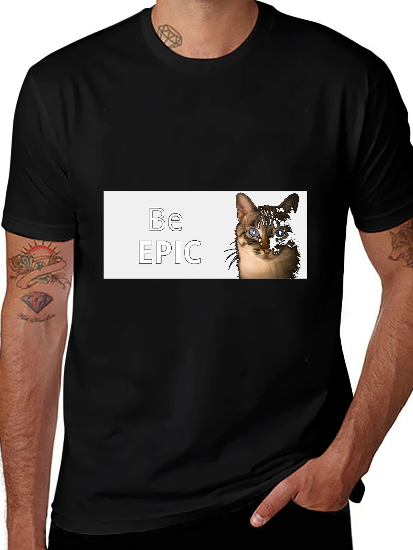 Be Epic Cat Graphic Black T-Shirt
