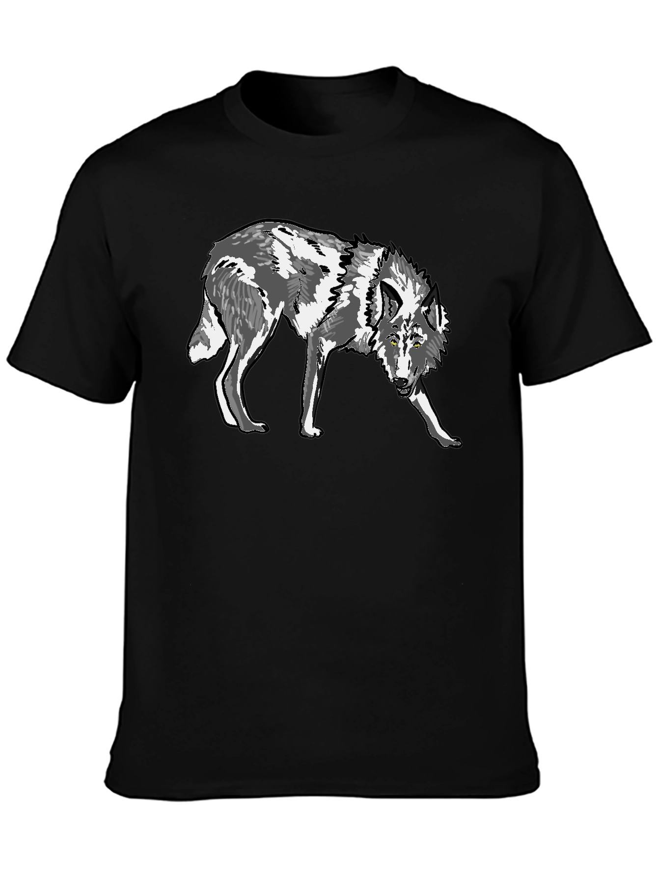 Wolf Graphic Tee - Black Cotton T-Shirt