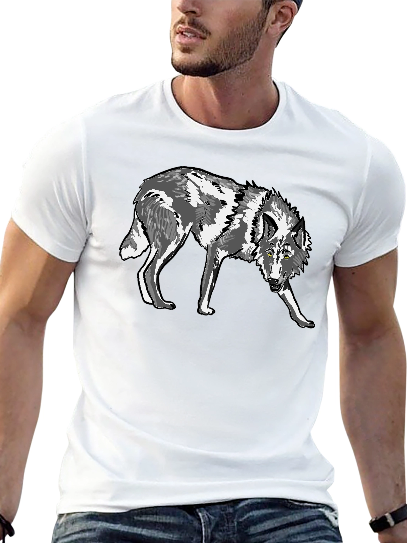 Wolf Graphic Tee - Black Cotton T-Shirt