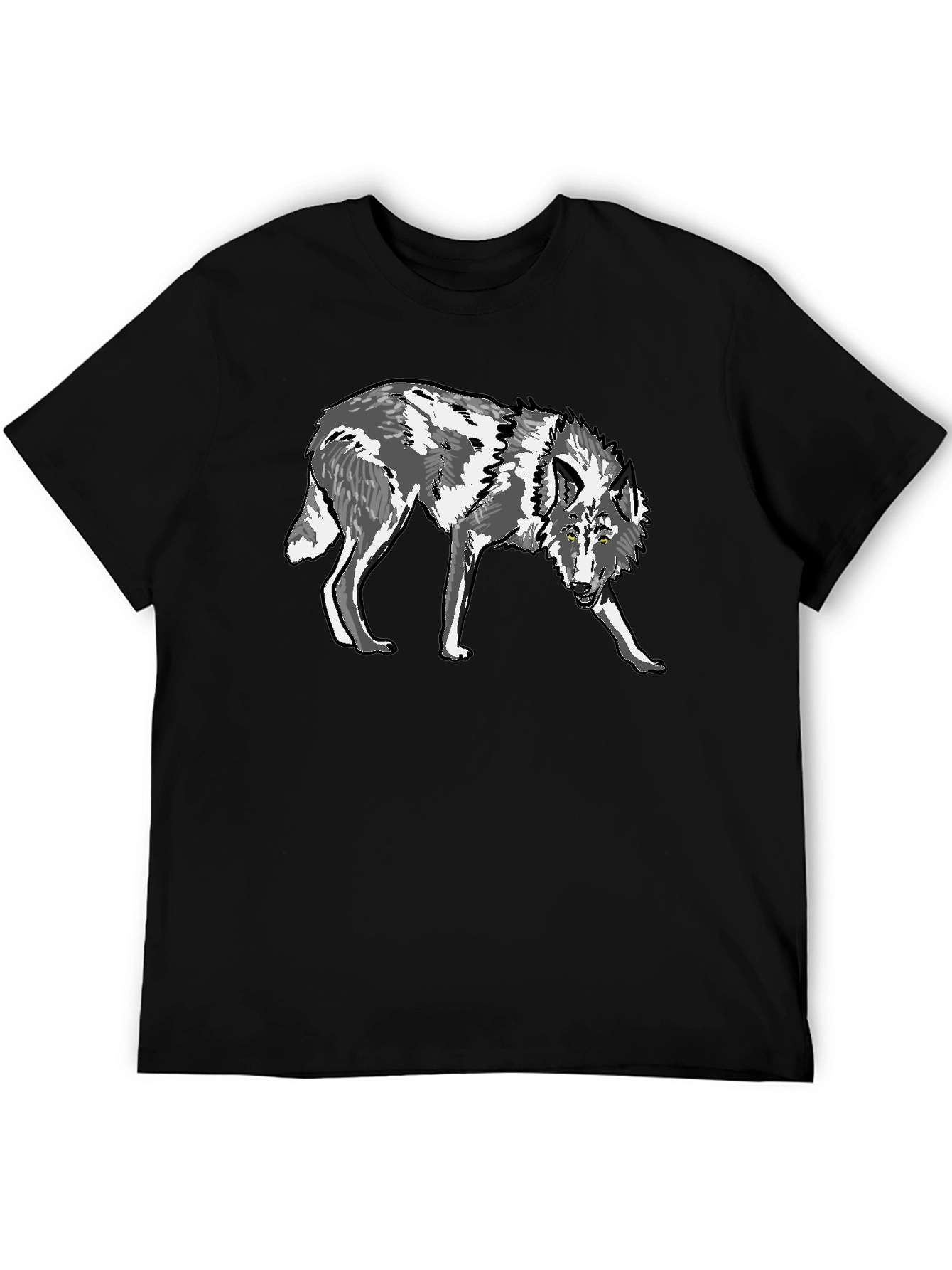 Wolf Graphic Tee - Black Cotton T-Shirt