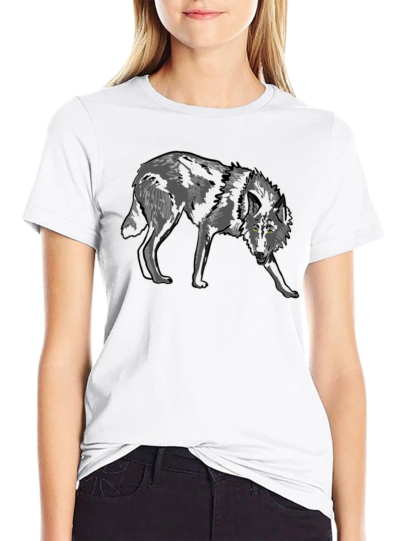 Wolf Graphic Tee - Black Cotton T-Shirt