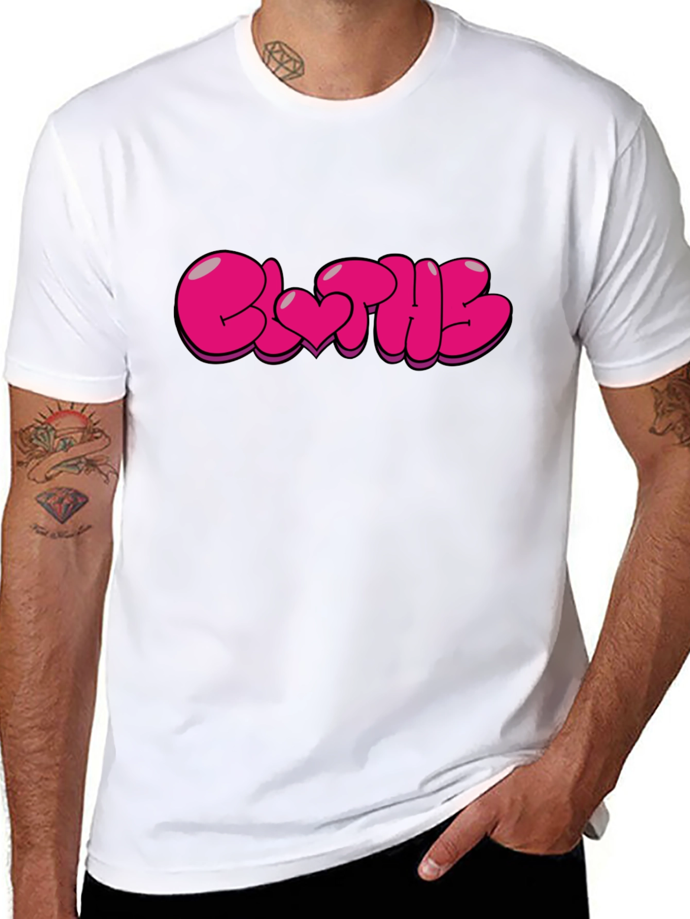 Stylish Black T-Shirt with Pink Bubble Letter Graphic