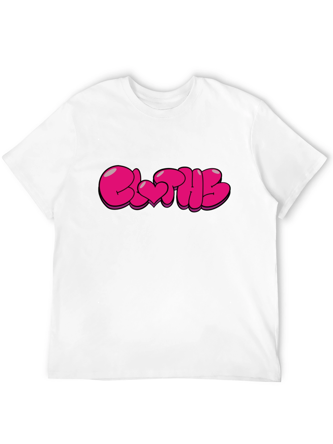 Stylish Black T-Shirt with Pink Bubble Letter Graphic
