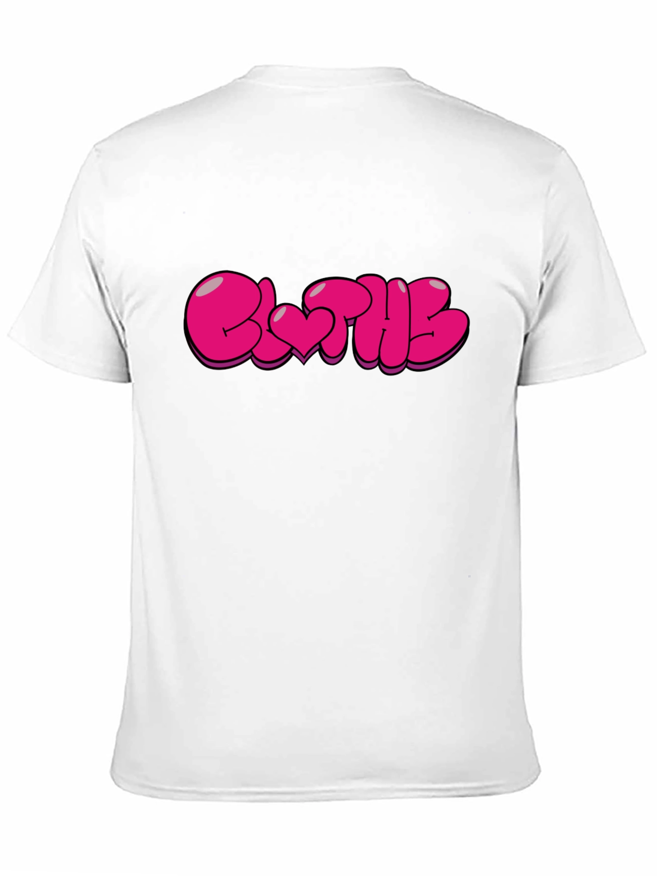 Stylish Black T-Shirt with Pink Bubble Letter Graphic