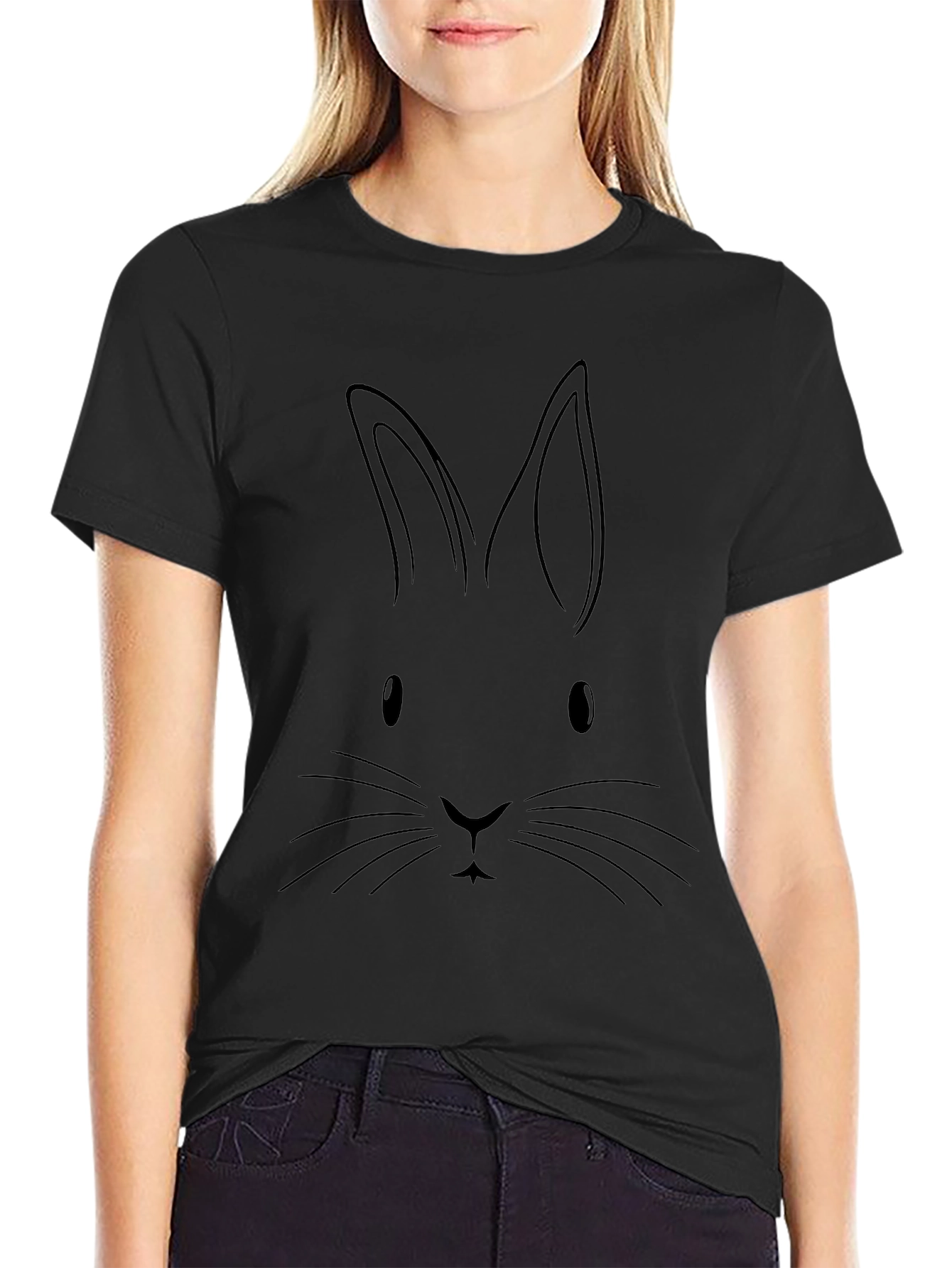 Bunny Face Graphic Tee - Easter Shirt