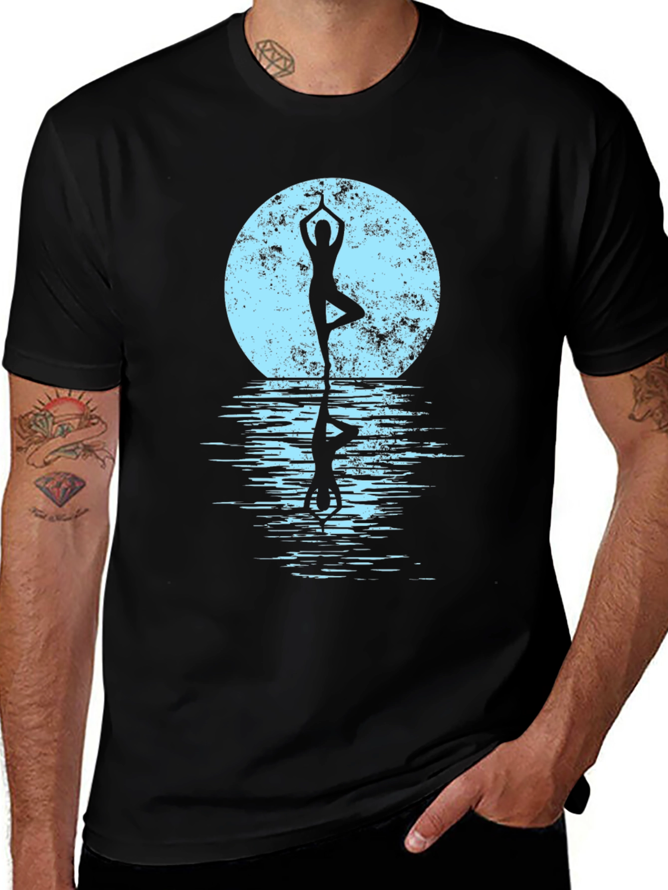 Yoga Silhouette Graphic Tee - Black