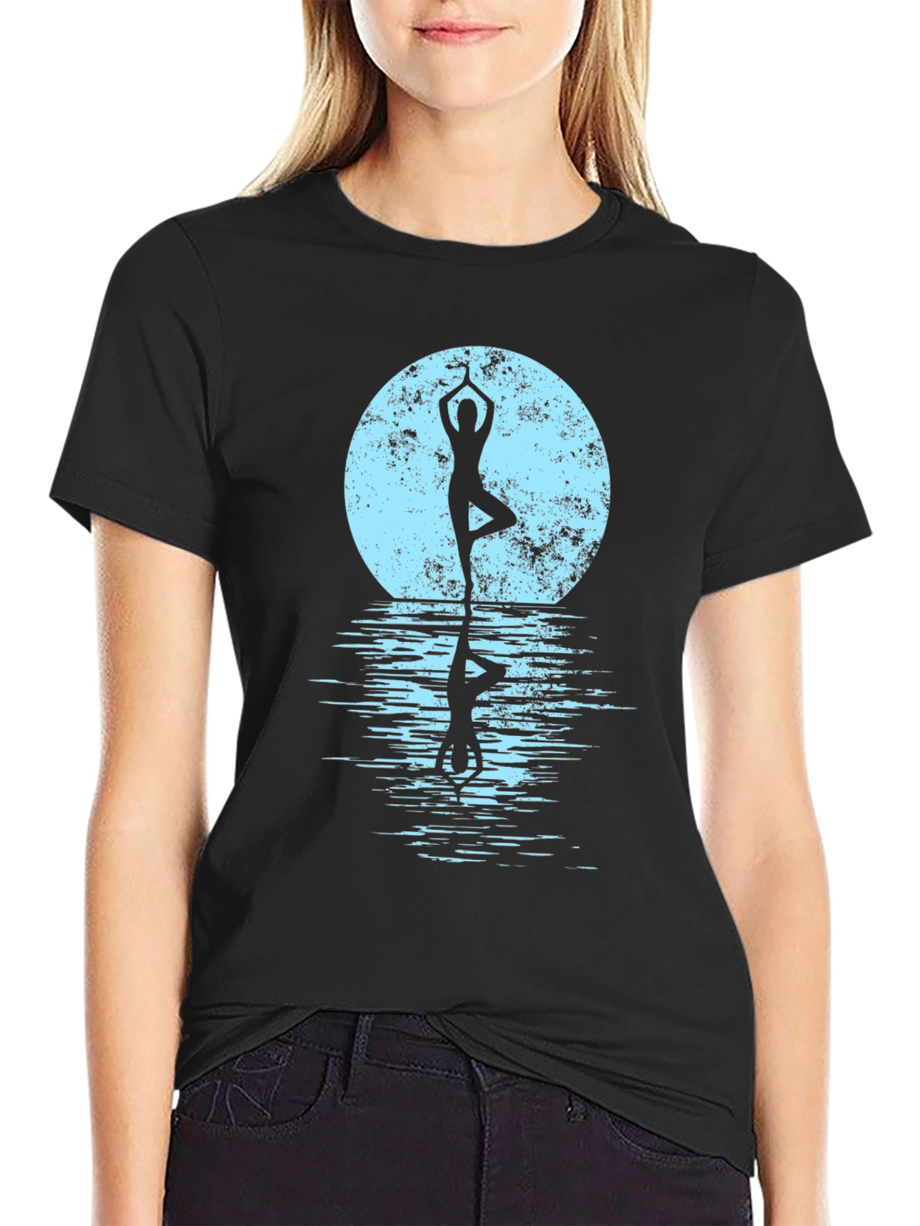 Yoga Silhouette Graphic Tee - Black