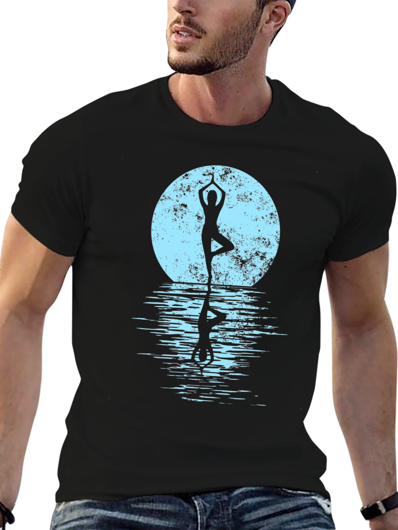 Yoga Silhouette Graphic Tee - Black