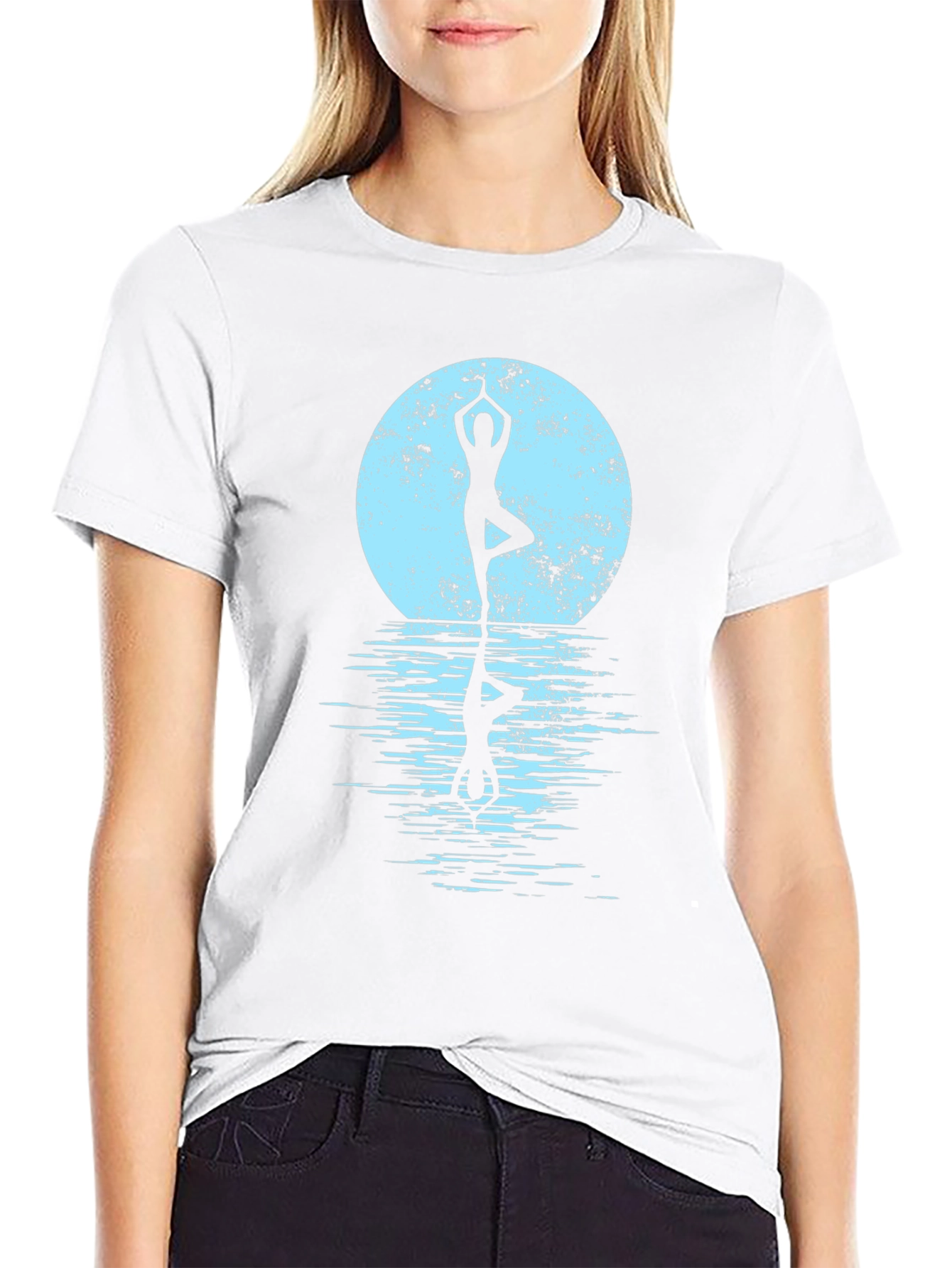 Yoga Silhouette Graphic Tee - Black