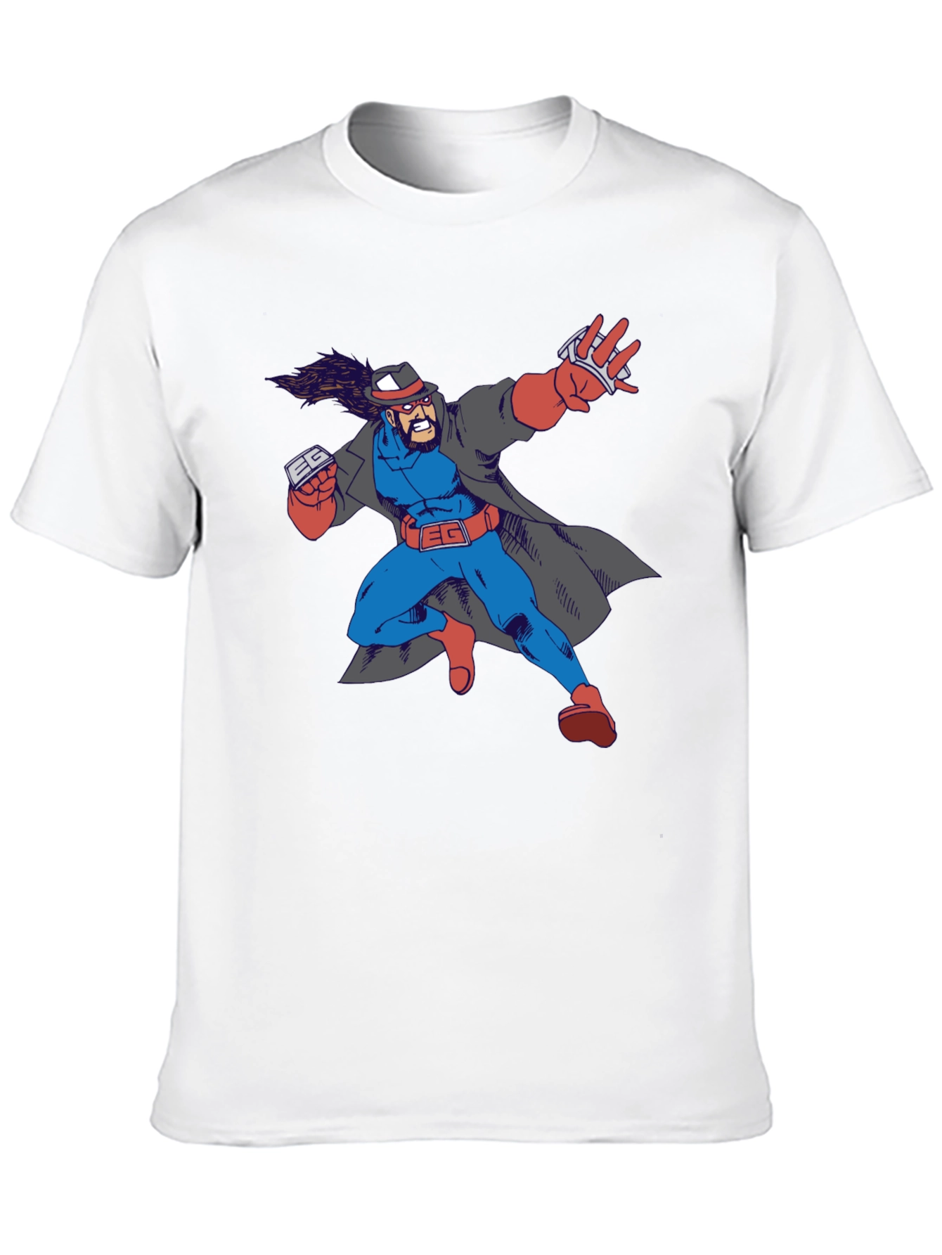 Cartoon Superhero Graphic Print Black T-Shirt