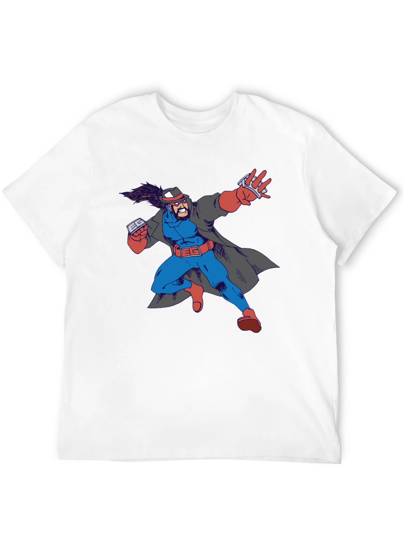 Cartoon Superhero Graphic Print Black T-Shirt