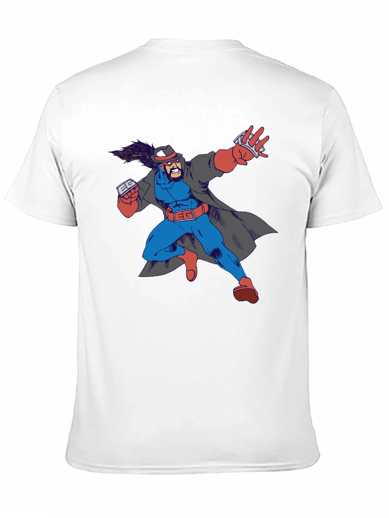 Cartoon Superhero Graphic Print Black T-Shirt