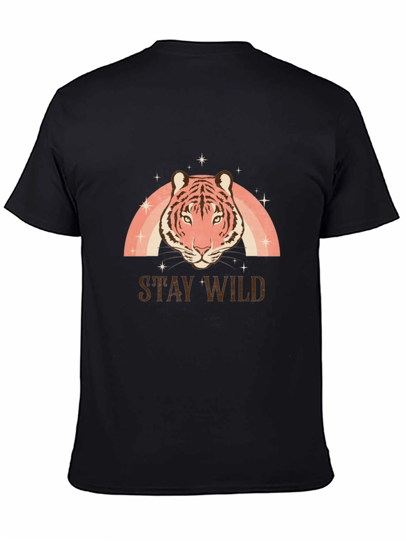 Stay Wild Tiger Graphic Tee - Black Cotton T-Shirt