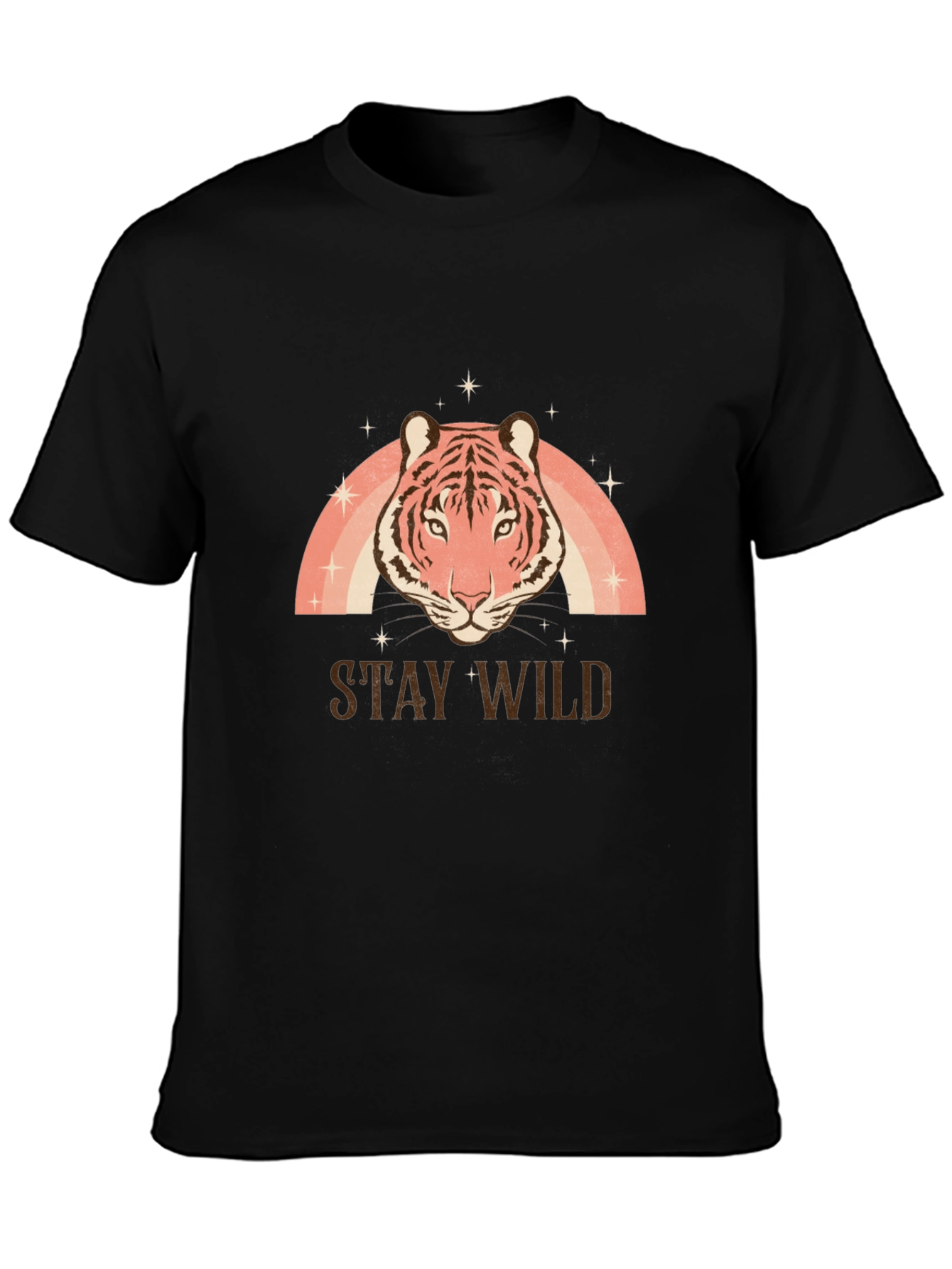 Stay Wild Tiger Graphic Tee - Black Cotton T-Shirt