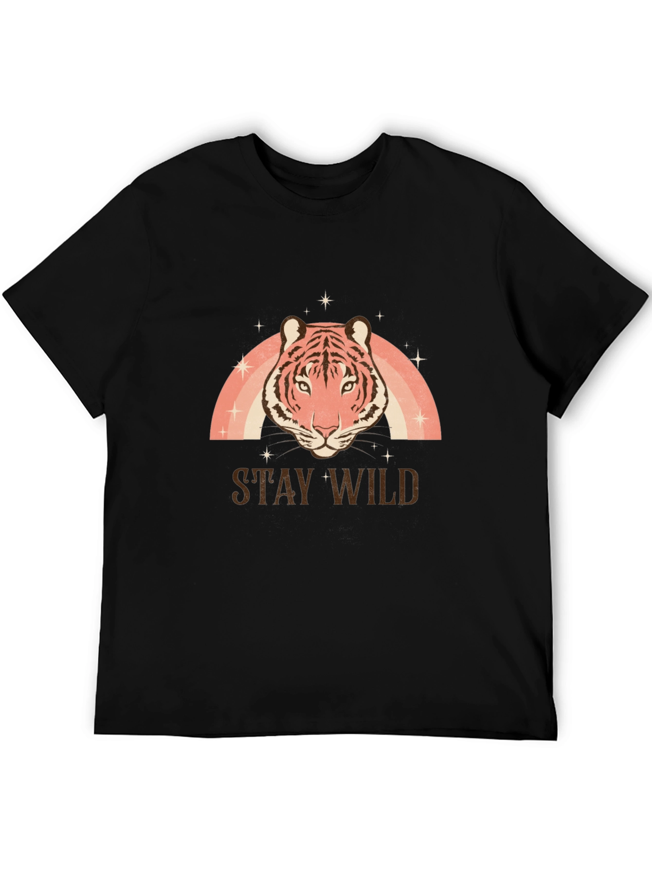 Stay Wild Tiger Graphic Tee - Black Cotton T-Shirt