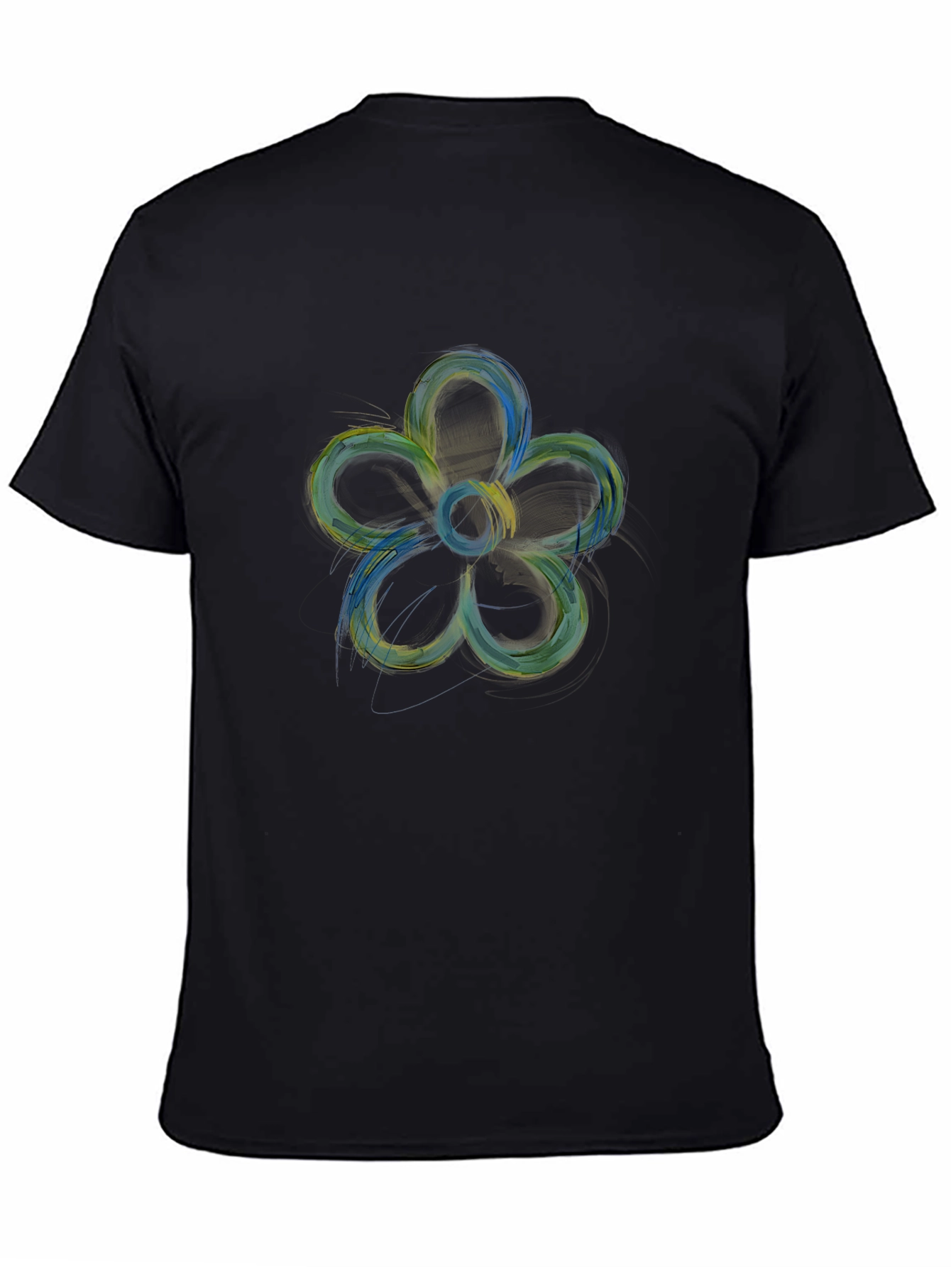 Abstract Flower Graphic Print Black Tee