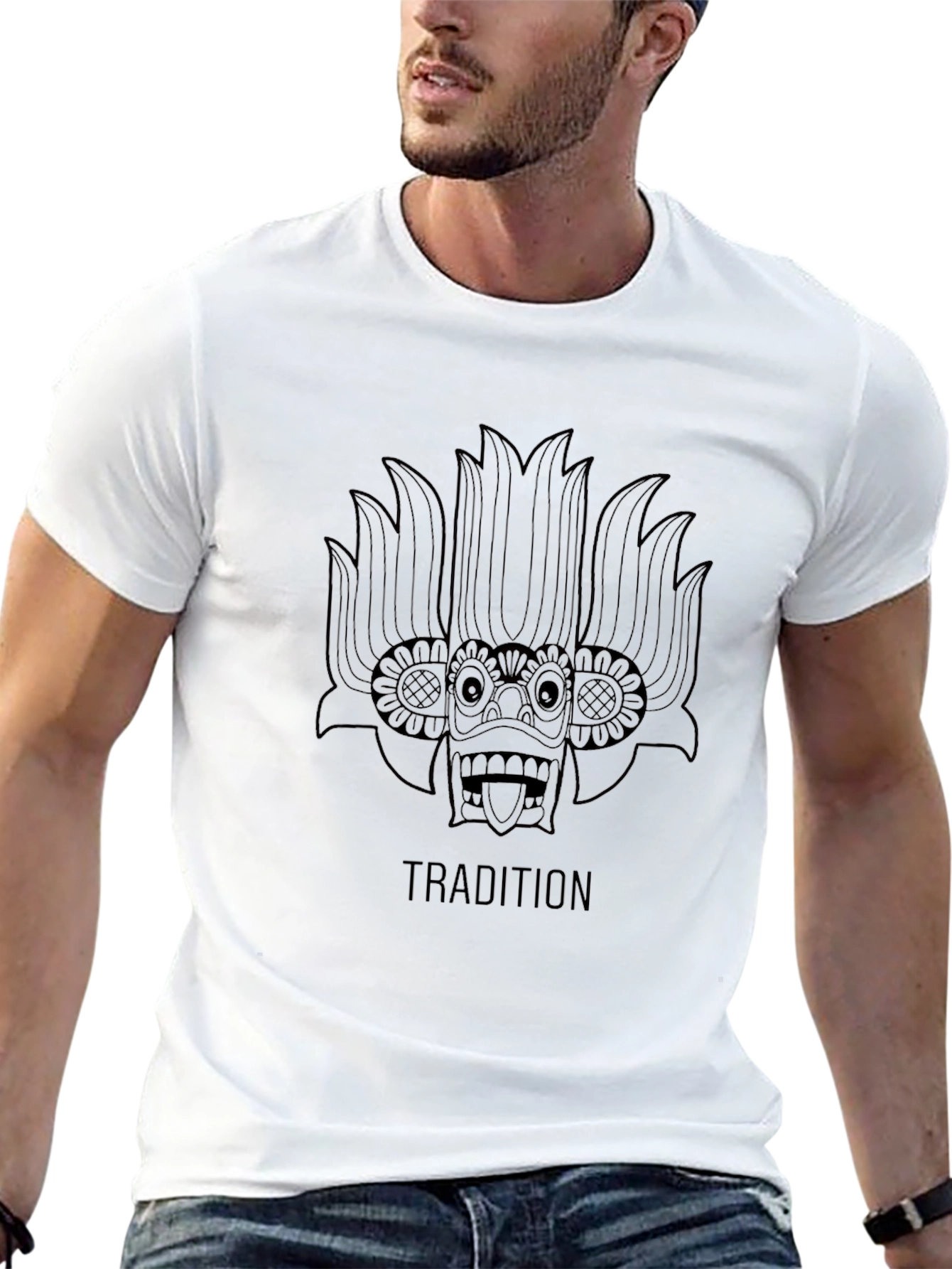 Tradition Mask Graphic Tee - Casual Style Soft Cotton
