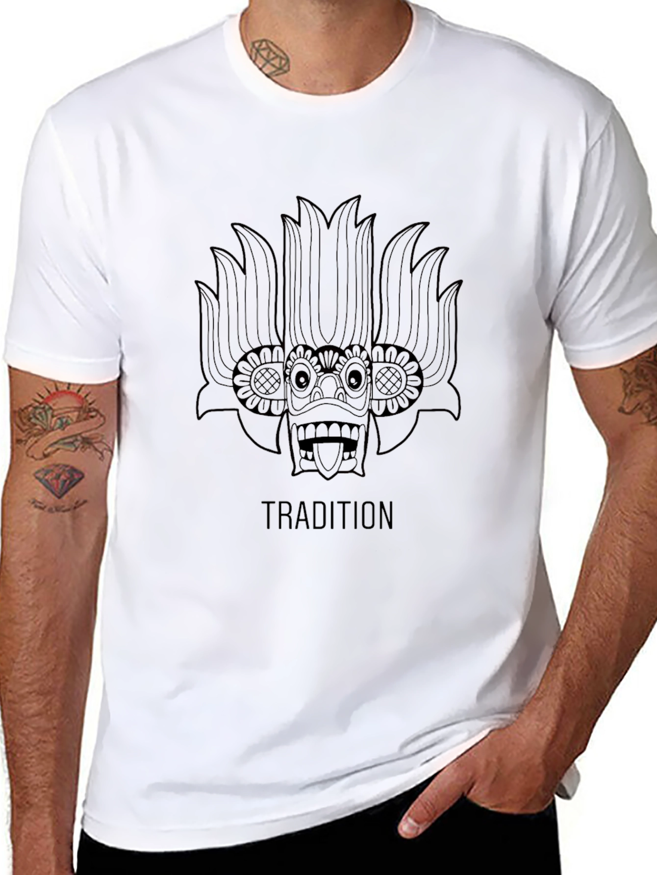 Tradition Mask Graphic Tee - Casual Style Soft Cotton