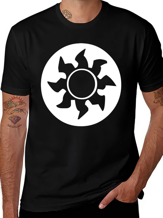 Black Graphic Tee - White Mana Symbol Shirt