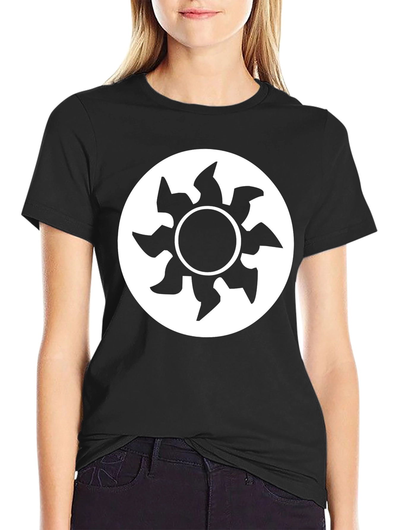 Black Graphic Tee - White Mana Symbol Shirt