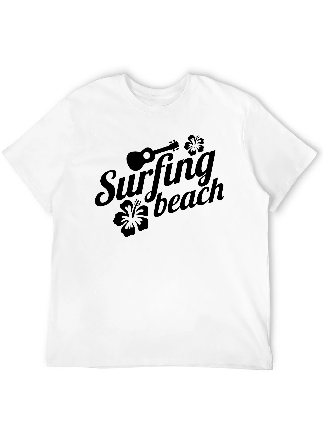 Surfing Beach Graphic Tee - Black