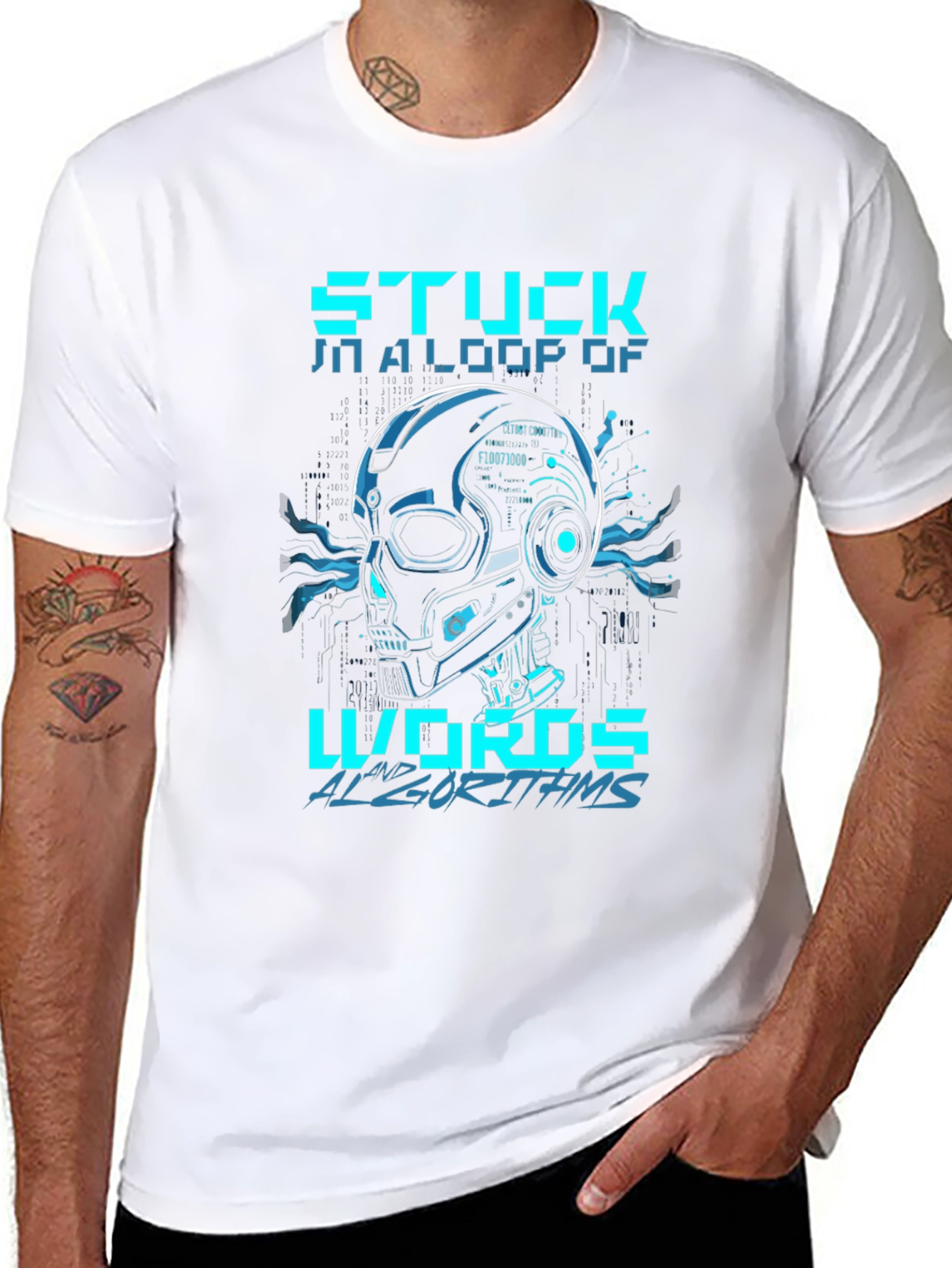 Stuck in Loop Algorithm Skull T-Shirt