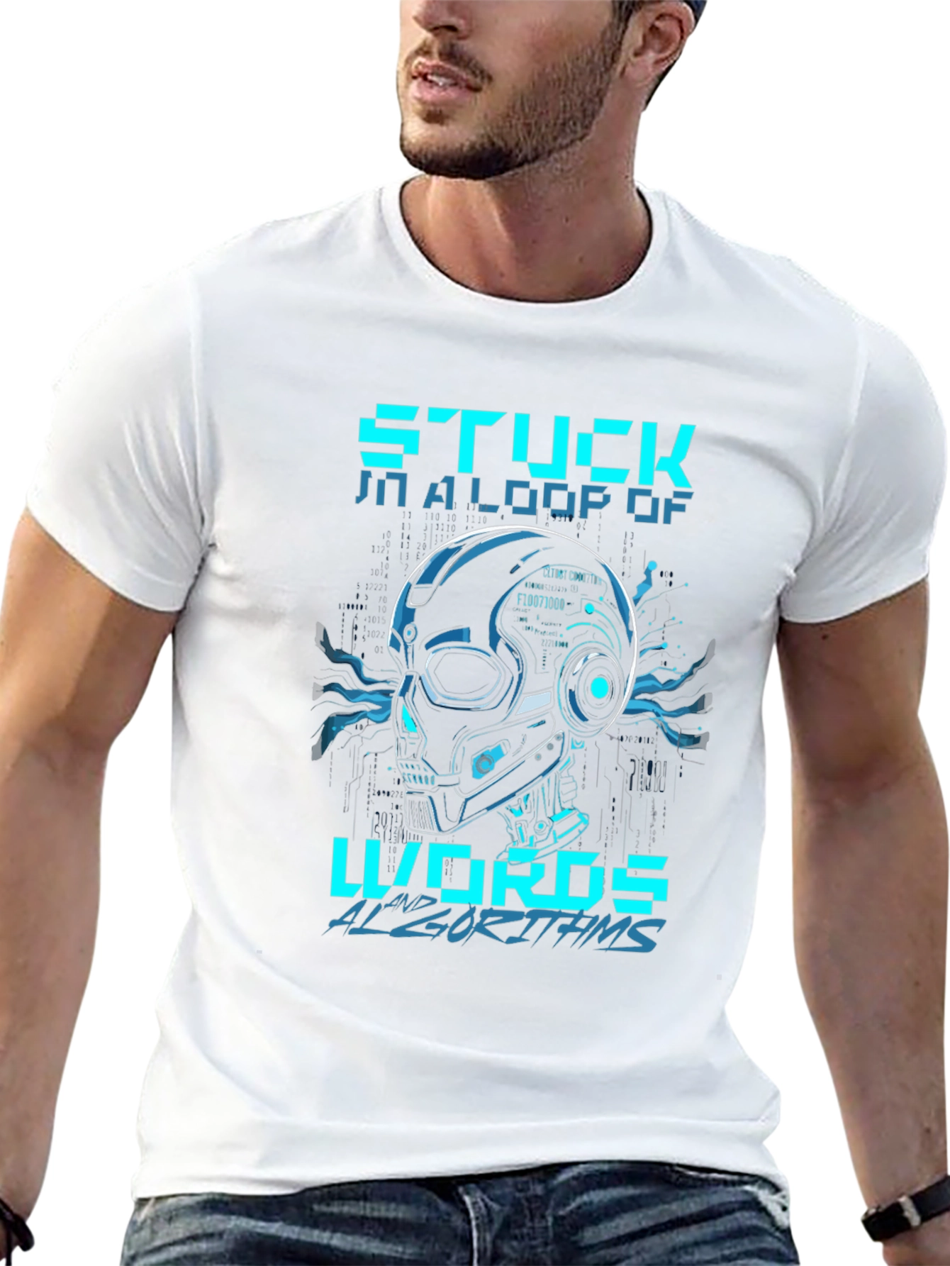 Stuck in Loop Algorithm Skull T-Shirt