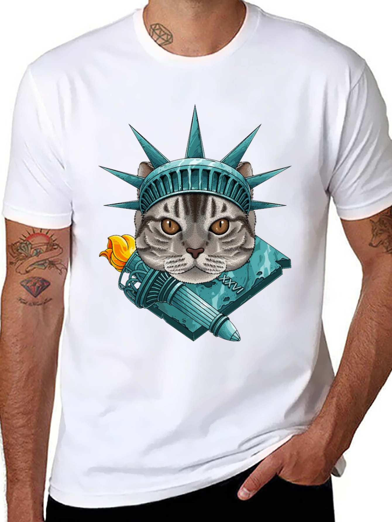Statue of Liberty Cat Graphic Tee